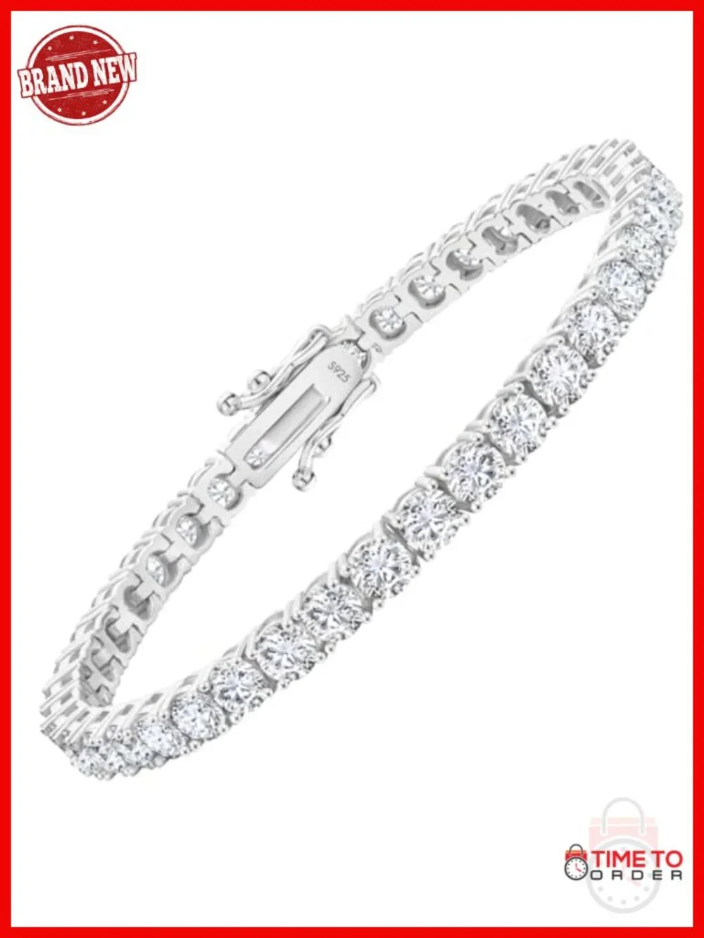 Moissanite Tennis Bracelet 925 Sterling Silver 14K Gold Plated VVS1 D Color